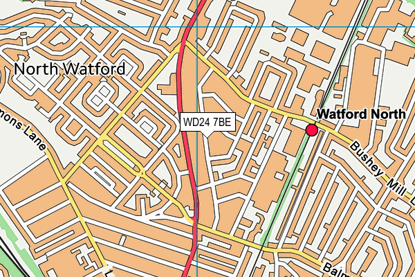 WD24 7BE map - OS VectorMap District (Ordnance Survey)