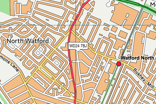 WD24 7BJ map - OS VectorMap District (Ordnance Survey)