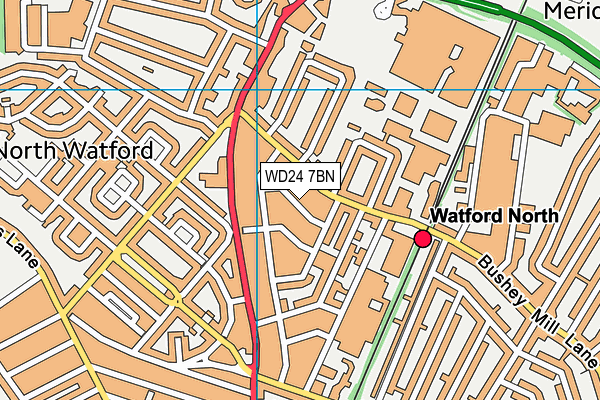 WD24 7BN map - OS VectorMap District (Ordnance Survey)