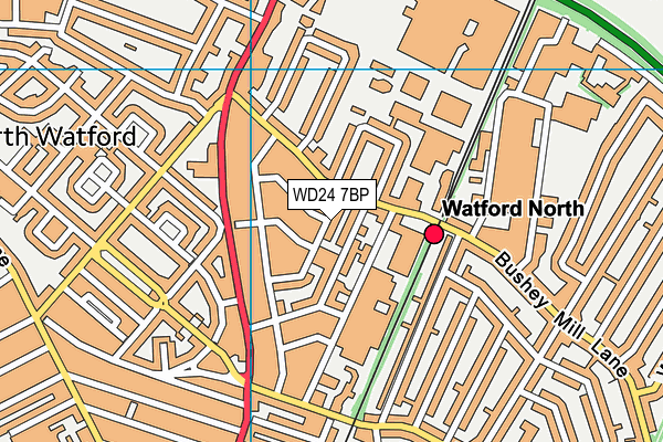WD24 7BP map - OS VectorMap District (Ordnance Survey)