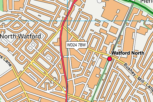 WD24 7BW map - OS VectorMap District (Ordnance Survey)