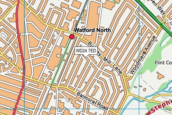 WD24 7ED map - OS VectorMap District (Ordnance Survey)