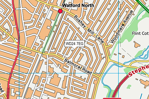 WD24 7EG map - OS VectorMap District (Ordnance Survey)