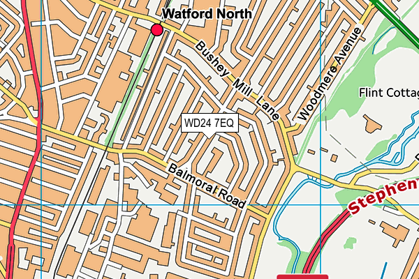 WD24 7EQ map - OS VectorMap District (Ordnance Survey)