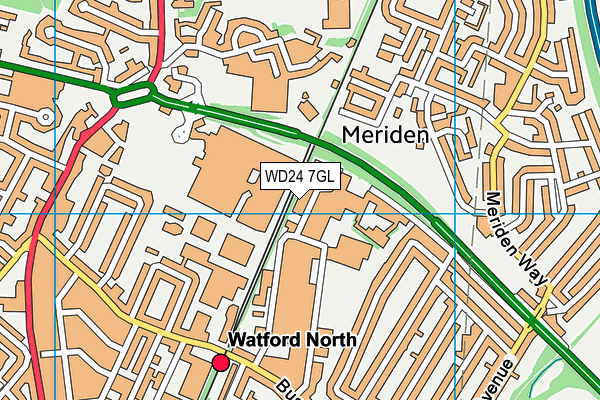 WD24 7GL map - OS VectorMap District (Ordnance Survey)