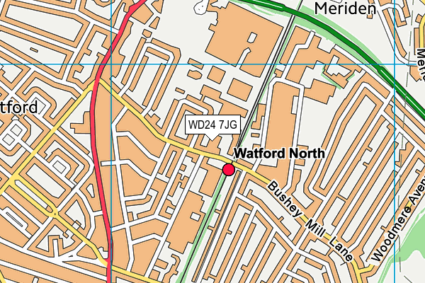 WD24 7JG map - OS VectorMap District (Ordnance Survey)