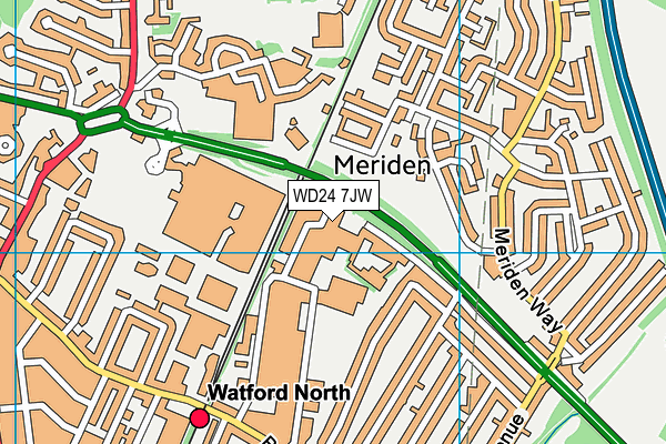 WD24 7JW map - OS VectorMap District (Ordnance Survey)