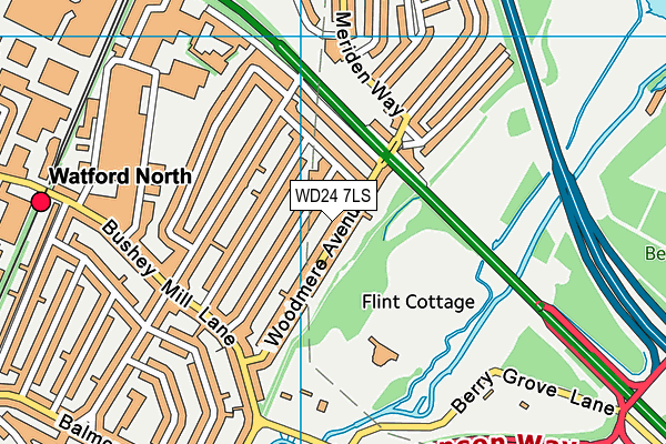 WD24 7LS map - OS VectorMap District (Ordnance Survey)