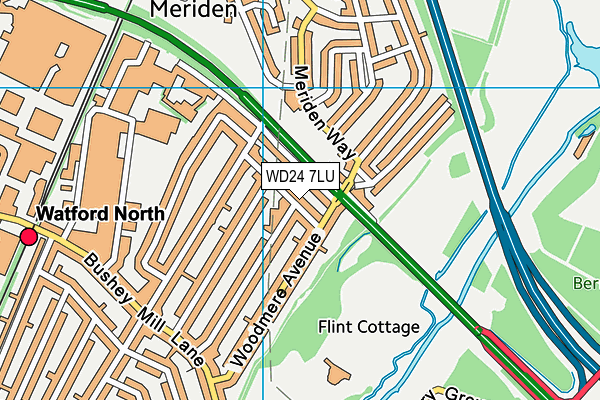 WD24 7LU map - OS VectorMap District (Ordnance Survey)