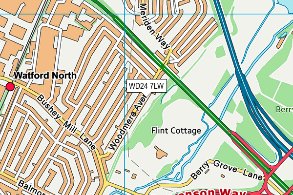 WD24 7LW map - OS VectorMap District (Ordnance Survey)