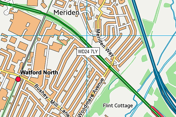 WD24 7LY map - OS VectorMap District (Ordnance Survey)