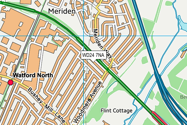 WD24 7NA map - OS VectorMap District (Ordnance Survey)