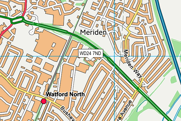 WD24 7ND map - OS VectorMap District (Ordnance Survey)