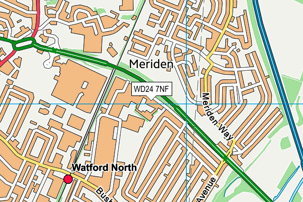WD24 7NF map - OS VectorMap District (Ordnance Survey)