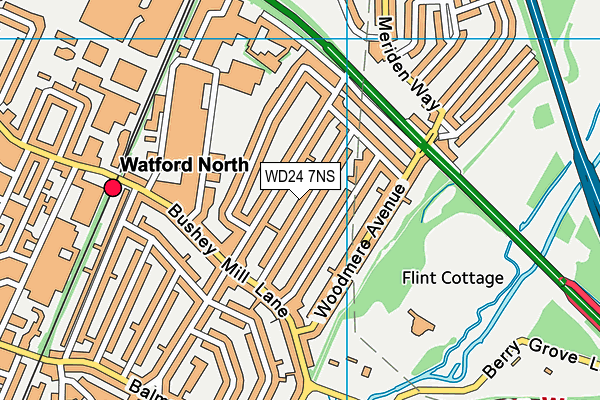 WD24 7NS map - OS VectorMap District (Ordnance Survey)