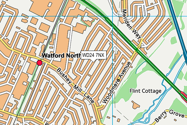 WD24 7NX map - OS VectorMap District (Ordnance Survey)