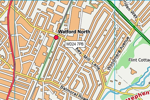 WD24 7PB map - OS VectorMap District (Ordnance Survey)