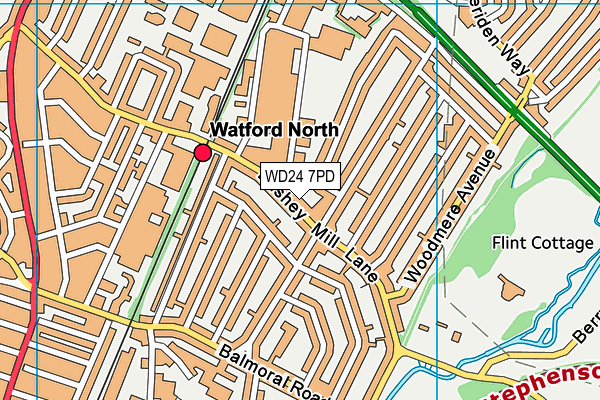 WD24 7PD map - OS VectorMap District (Ordnance Survey)