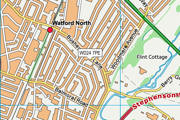WD24 7PE map - OS VectorMap District (Ordnance Survey)