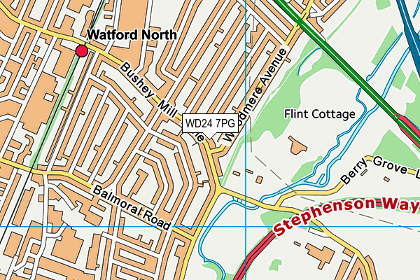 WD24 7PG map - OS VectorMap District (Ordnance Survey)