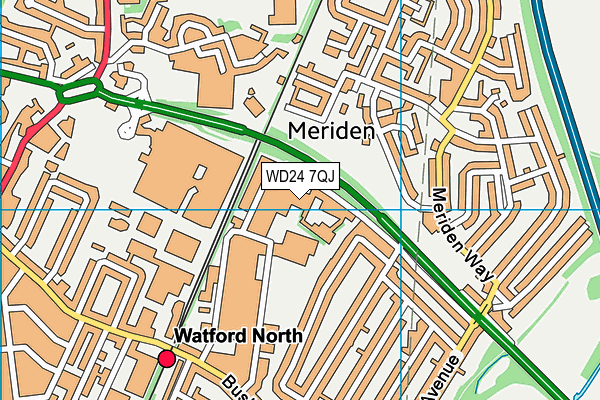 WD24 7QJ map - OS VectorMap District (Ordnance Survey)
