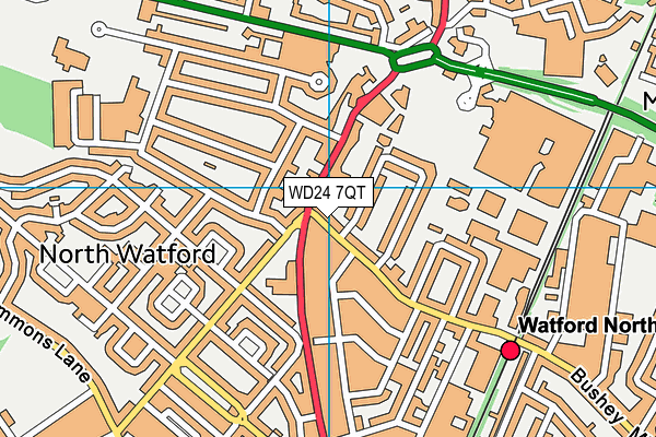 WD24 7QT map - OS VectorMap District (Ordnance Survey)