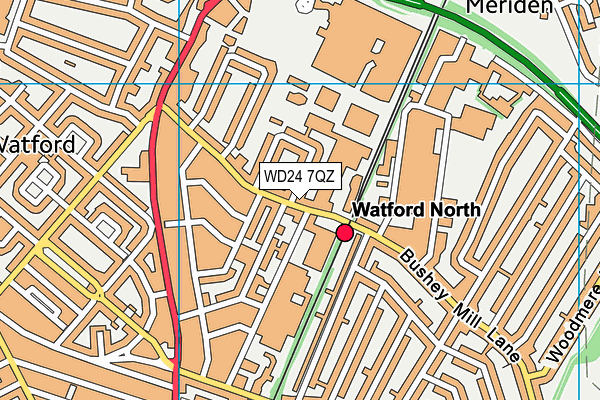 WD24 7QZ map - OS VectorMap District (Ordnance Survey)