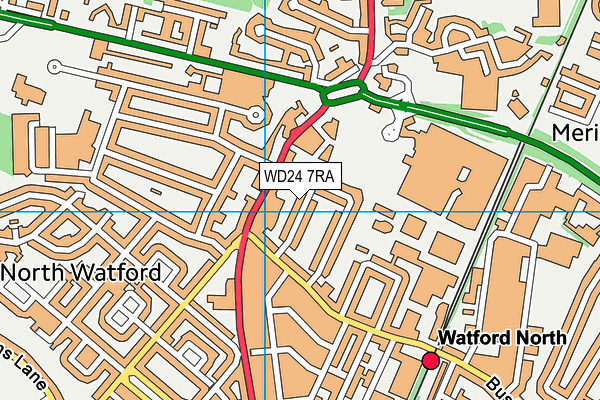 WD24 7RA map - OS VectorMap District (Ordnance Survey)