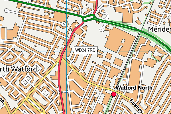 WD24 7RD map - OS VectorMap District (Ordnance Survey)