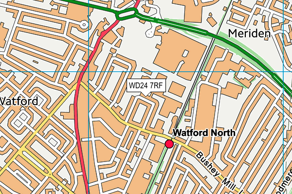 WD24 7RF map - OS VectorMap District (Ordnance Survey)