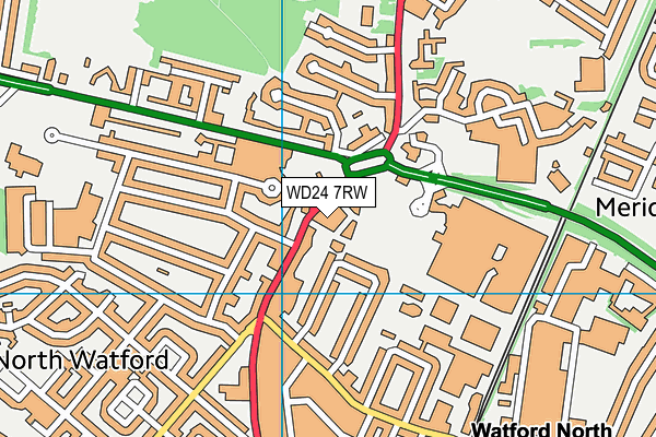 WD24 7RW map - OS VectorMap District (Ordnance Survey)