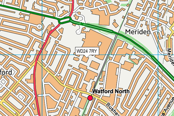 WD24 7RY map - OS VectorMap District (Ordnance Survey)