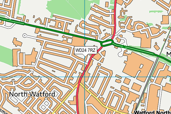 WD24 7RZ map - OS VectorMap District (Ordnance Survey)