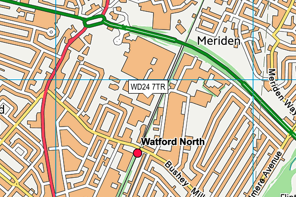 WD24 7TR map - OS VectorMap District (Ordnance Survey)