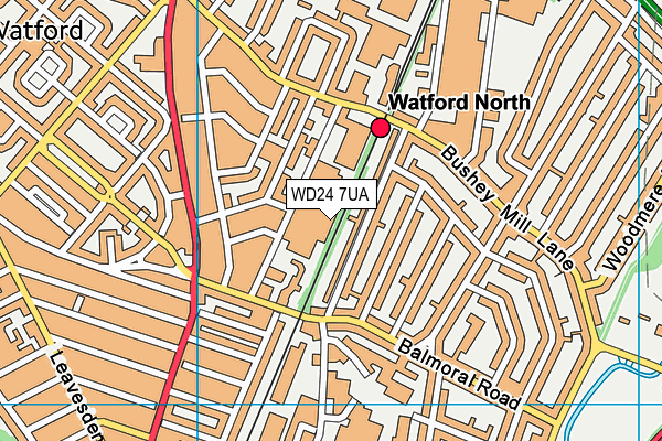 WD24 7UA map - OS VectorMap District (Ordnance Survey)