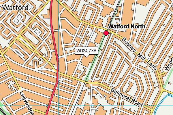 WD24 7XA map - OS VectorMap District (Ordnance Survey)