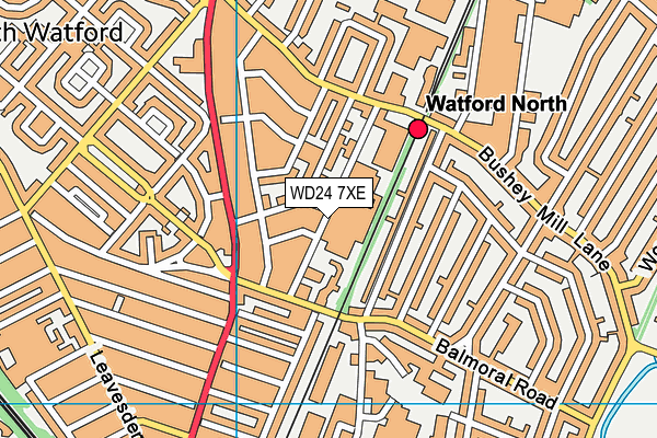 WD24 7XE map - OS VectorMap District (Ordnance Survey)