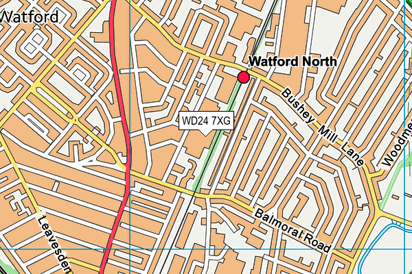 WD24 7XG map - OS VectorMap District (Ordnance Survey)