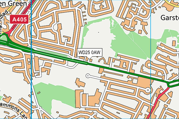 WD25 0AW map - OS VectorMap District (Ordnance Survey)