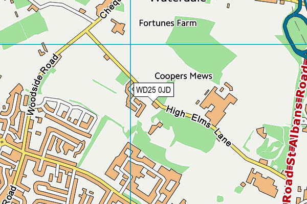 WD25 0JD map - OS VectorMap District (Ordnance Survey)