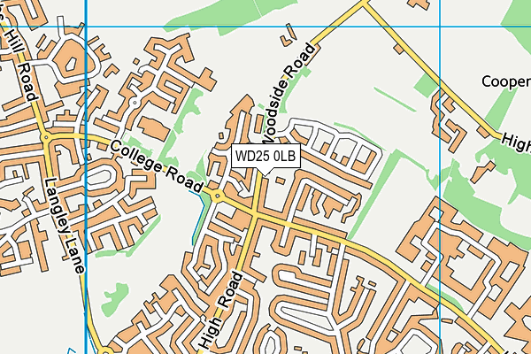 WD25 0LB map - OS VectorMap District (Ordnance Survey)