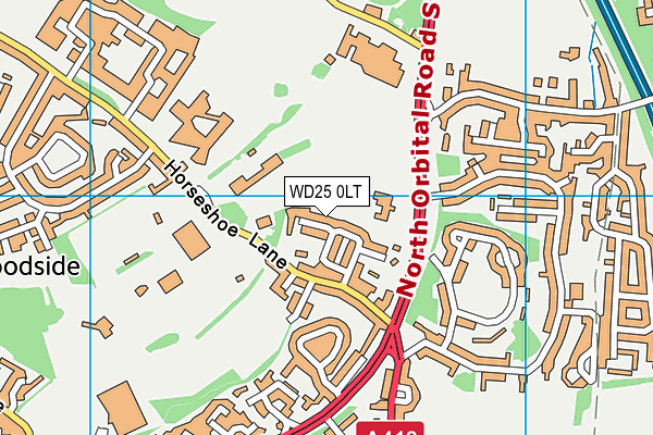 WD25 0LT map - OS VectorMap District (Ordnance Survey)