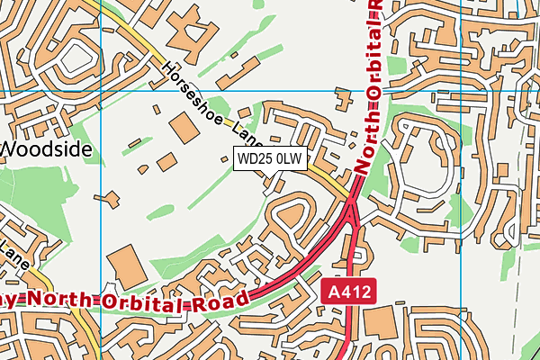 WD25 0LW map - OS VectorMap District (Ordnance Survey)