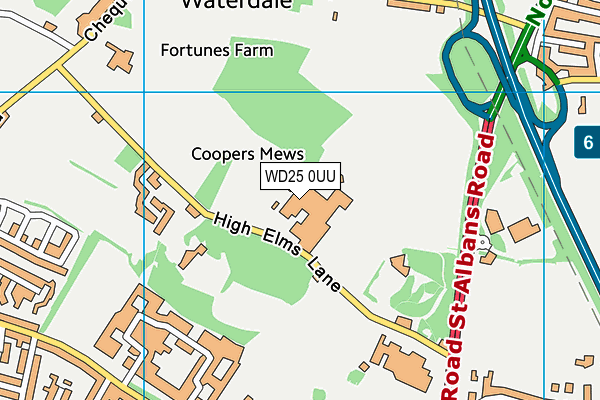 Parmiter's School map (WD25 0UU) - OS VectorMap District (Ordnance Survey)