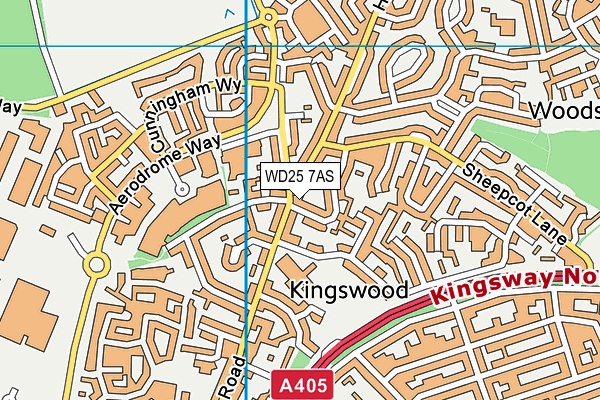 WD25 7AS map - OS VectorMap District (Ordnance Survey)