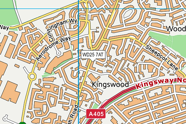 WD25 7AT map - OS VectorMap District (Ordnance Survey)