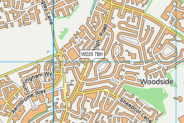 WD25 7BH map - OS VectorMap District (Ordnance Survey)