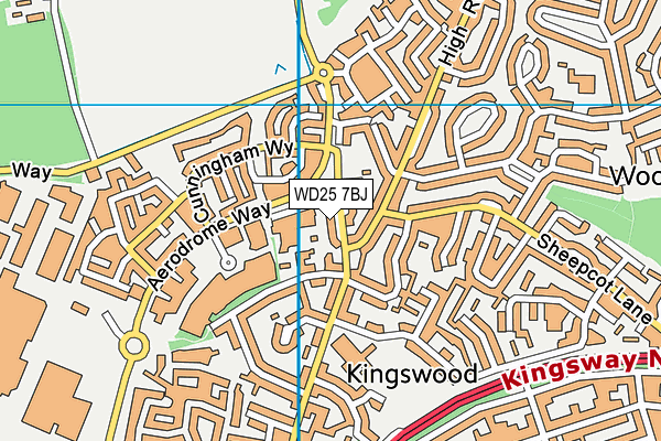 WD25 7BJ map - OS VectorMap District (Ordnance Survey)