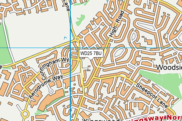 WD25 7BU map - OS VectorMap District (Ordnance Survey)
