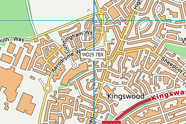 WD25 7BX map - OS VectorMap District (Ordnance Survey)